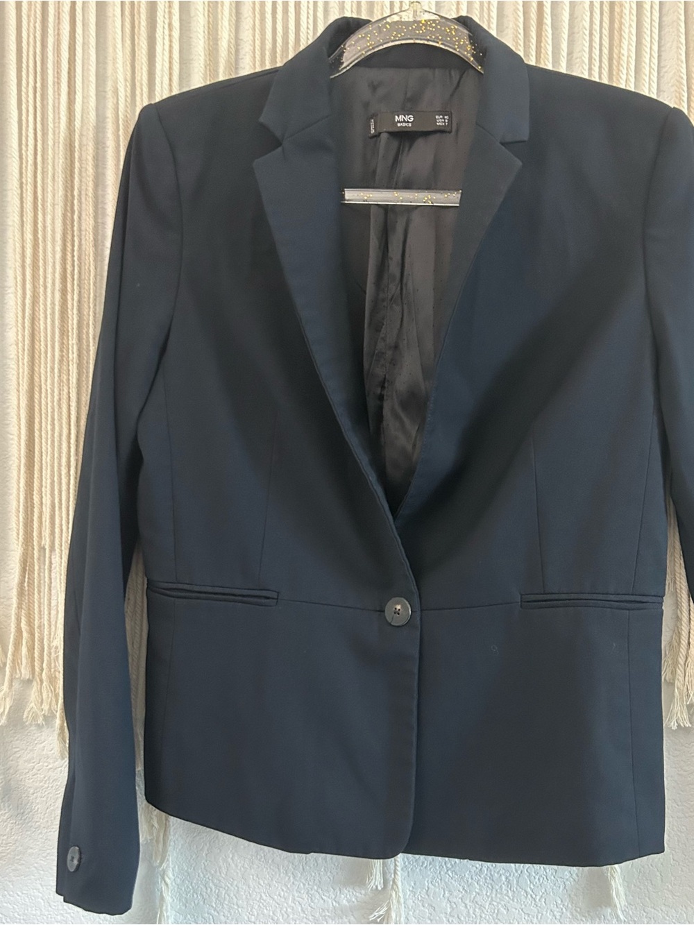 Mango MNG Navy One-Button Tailored Blazer | Classic Office Career Jacket - Picture 9 of 16